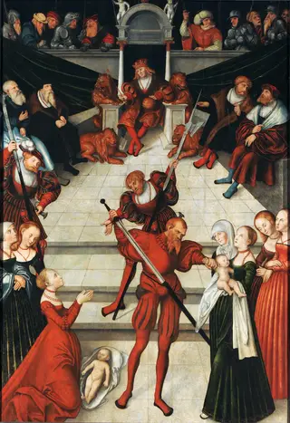 Judgment of Solomon, by Lucas Cranach the Elder, paint, 1537