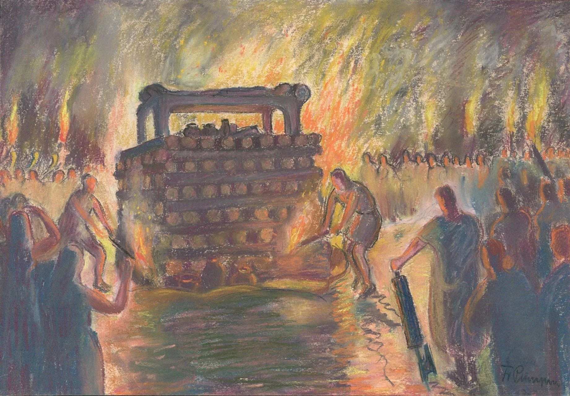 Pümpin, Fritz - Malerei, Gallorömische Kremation, detail