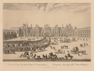 Vue de la Cour du Cheval-Blanc de Fontainebleau, by Israël Silvestre, 1667