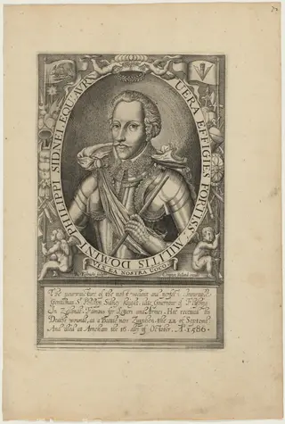 Sir Philip Sidney, by Renold Elstrack, ink, 1598