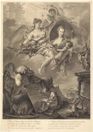 Louise Albertine de Brandt, Baroness von Grapendorf, by Georg Friedrich Schmidt, ink, 1744