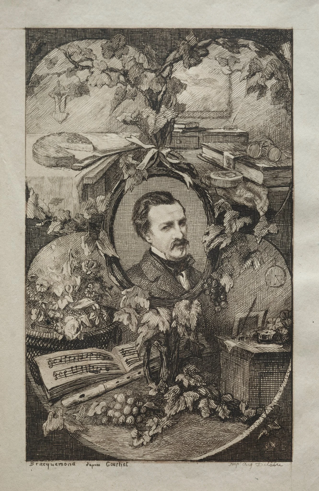 Frontispiece for "New Works of Champfleury, The Friends of Nature:" Portrait of Champfleury, after Gustave Courbet, detail