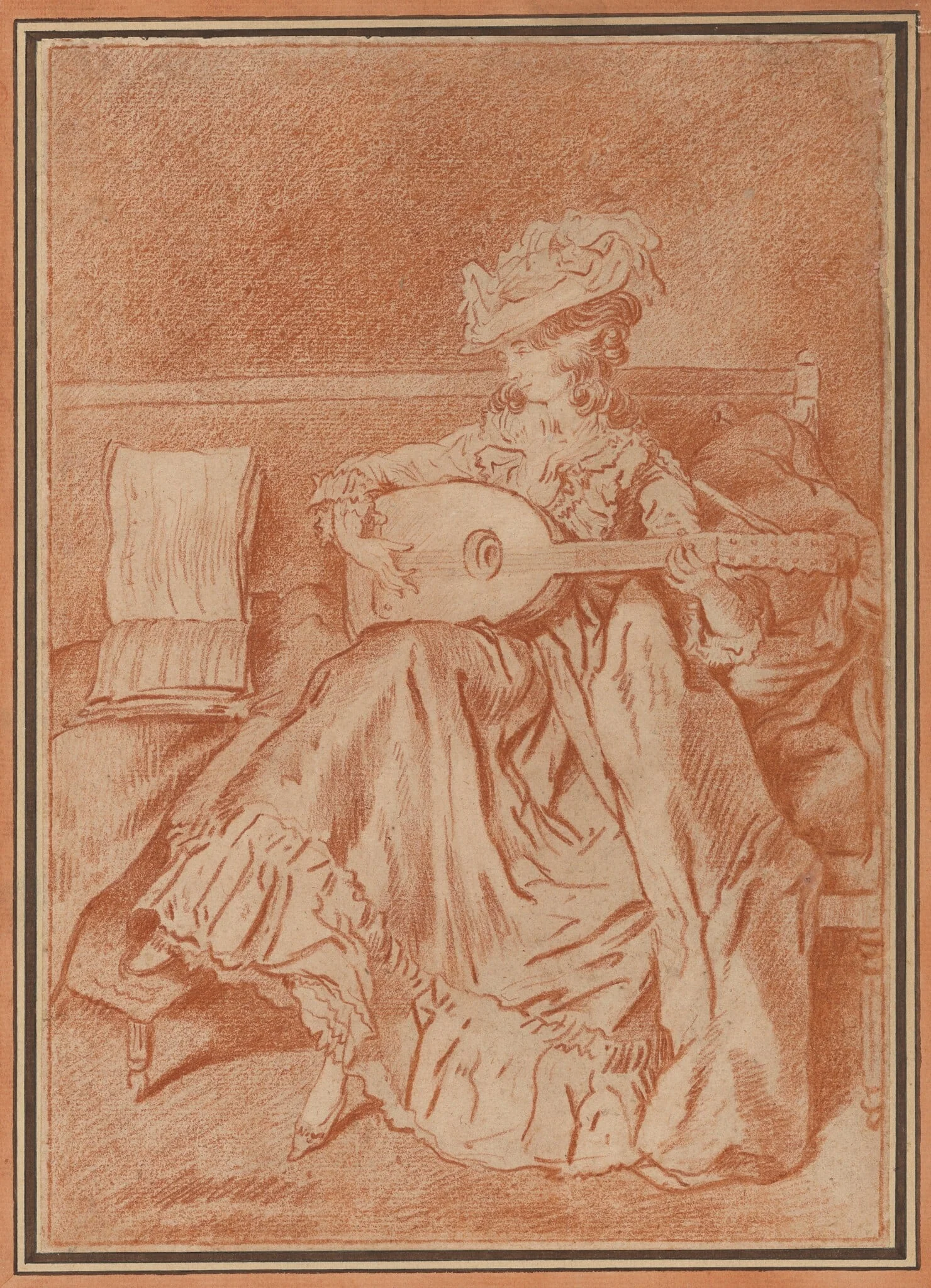 Seated Woman with a Mandolin, detail
