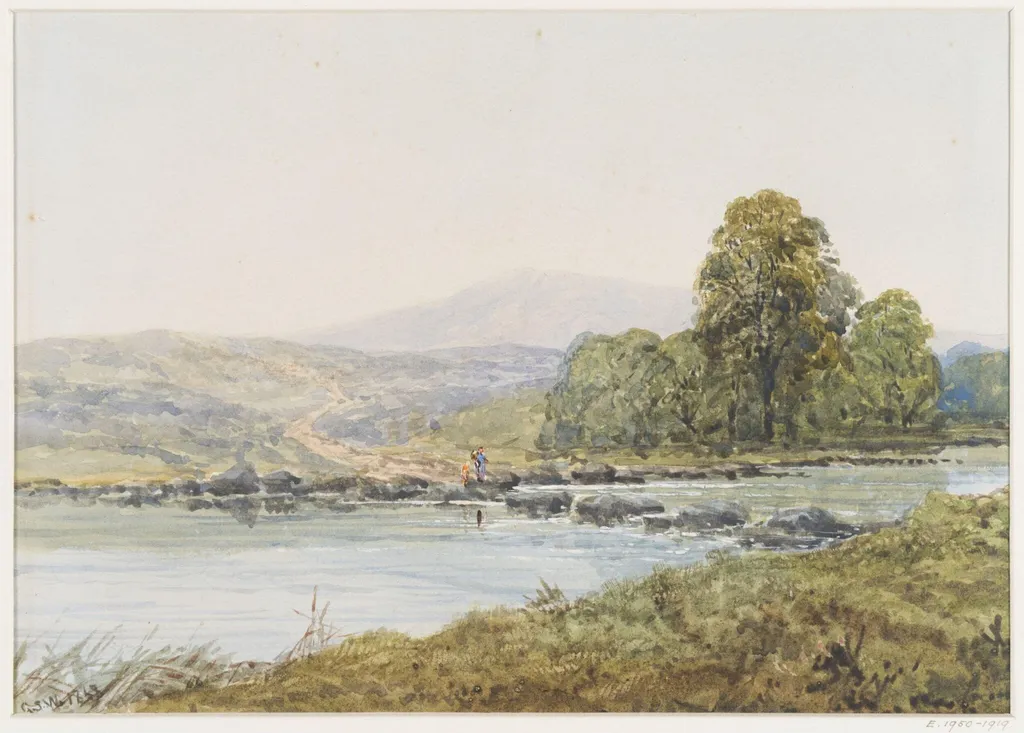 The Stepping-stones near Bettws-y-Coed, North Wales, by George Stanfield Walters, watercolor, 1868