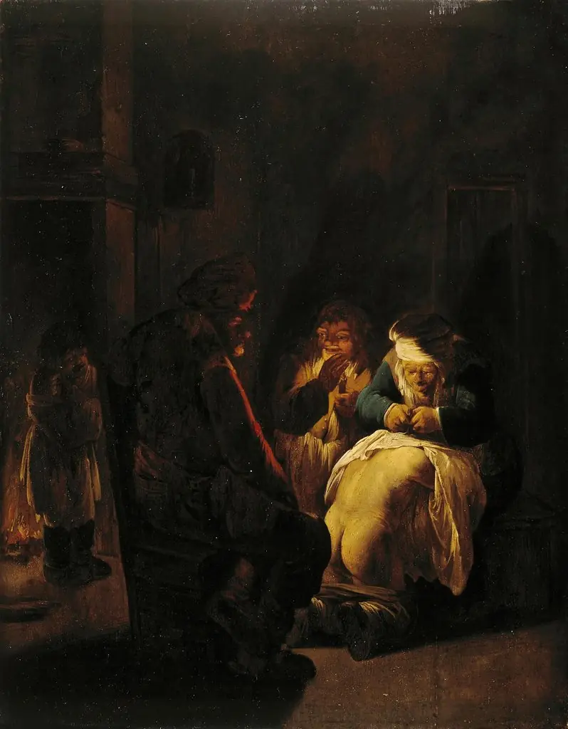 Peasants in the Interior (Family Scene), by Andries Both, oil, 1630