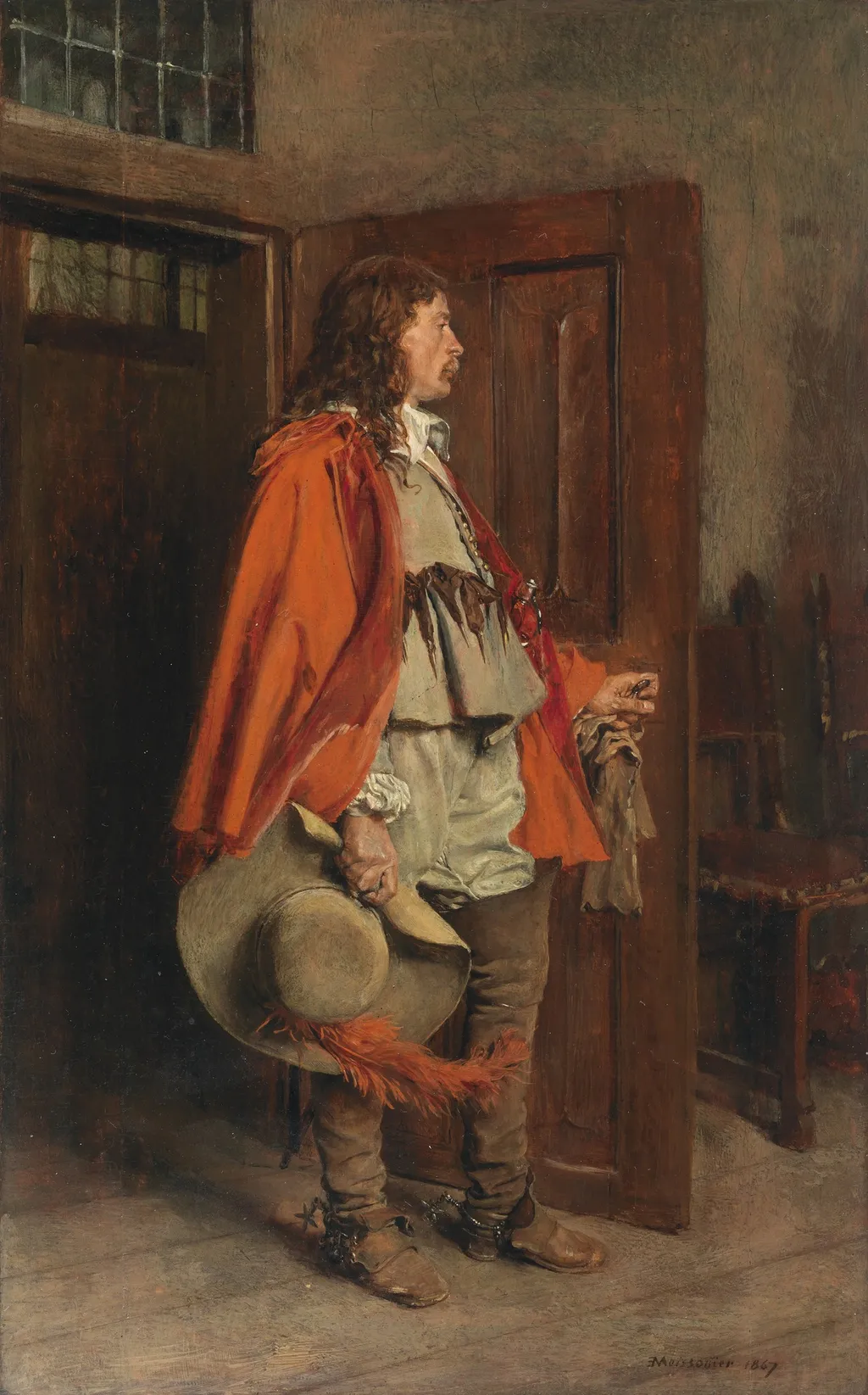 Man in a Red Cloak, by Jean Louis Ernest Meissonier, unspecified, 1867