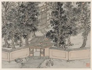 Tiger-Flight Spring at the Back Gate, from Twelve Views of Tiger Hill, Suzhou, by Shen Zhou, unspecified, 1500