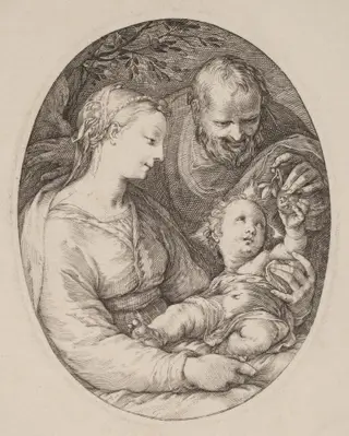 The Holy Family, by Hendrick Goltzius, ink, 1583