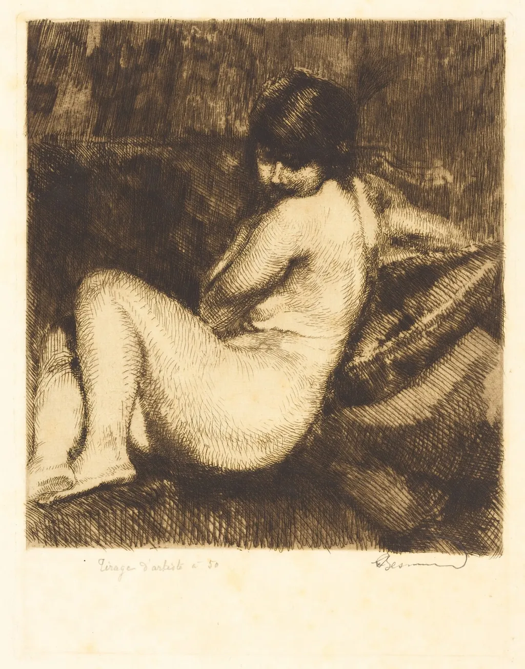 The Feathered Turban (Le turban à aigrette), by Paul-Albert Besnard, ink, 1901