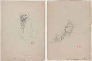 Sketch for "The Wolf Turned Shepherd" (recto) Sketch of Hunting Scene (verso), by Gustave Doré, 1868