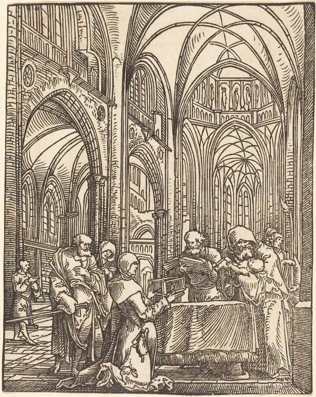 The Presentation in the Temple, by Wolf Huber, ink, 1519