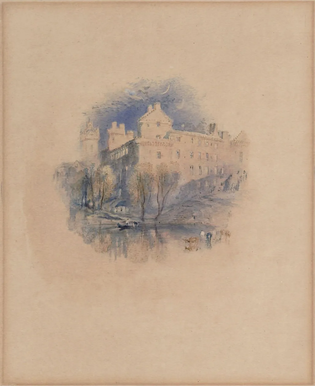 Vignette: Linlithgow Palace by Moonlight, by Joseph Mallord William Turner, watercolor, 1833