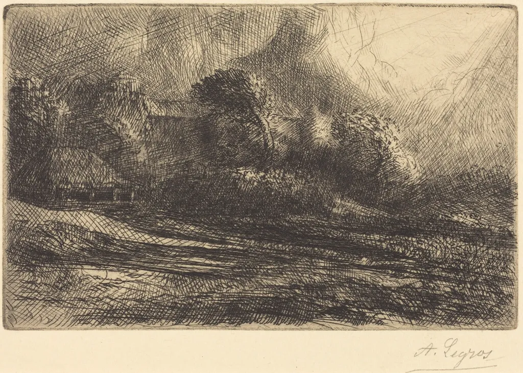 Chailli Seen in a Storm (Chailli: Effet d'orage), by Alphonse Legros, ink, 1874