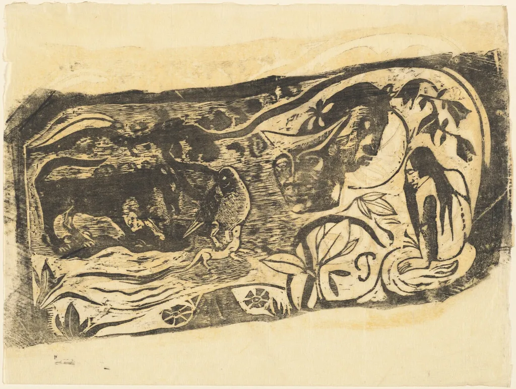 Plate with the Head of a Horned Devil (Planche au diable cornu), by Paul Gauguin, ink, 1895