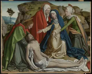 The Lamentation over the Dead Christ, by Josse Lieferinxe, oil