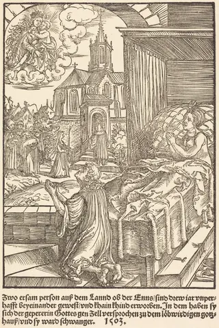 Zwo ersam person auf dem Lannd ..., by Master of the Miracles of Mariazell, ink, 1503