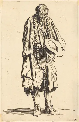 Beggar with Rosary, by Jacques Callot, ink, 1622