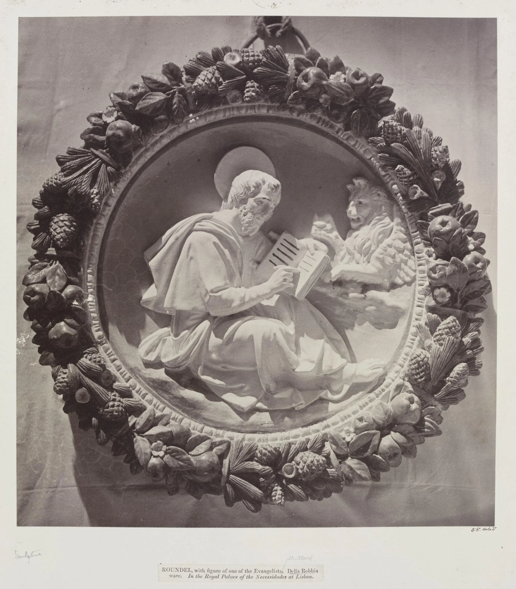 Roundel, St. Mark, by della Robbia, Palace of Necessidades, detail
