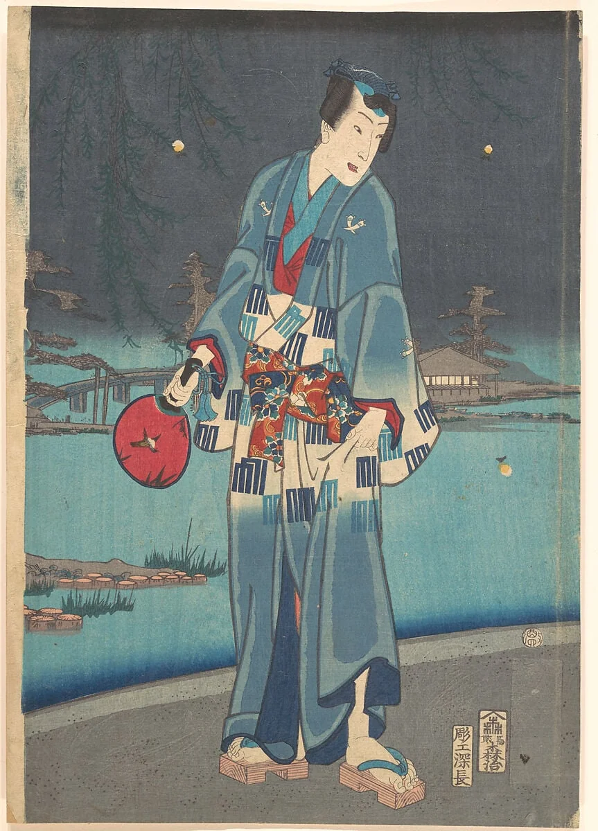 今様源氏紫絹蛍遊び|Modern Genji – Firefly Viewing (Imayō genji shiken hotaru asobi), detail