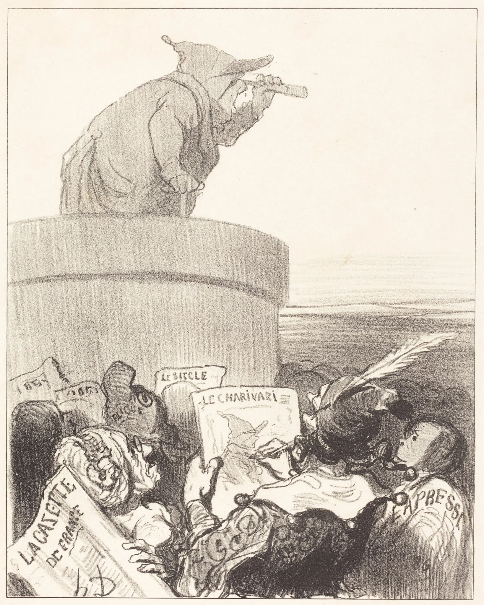 Le Constitutionnel contemplant l'horizon politique, detail