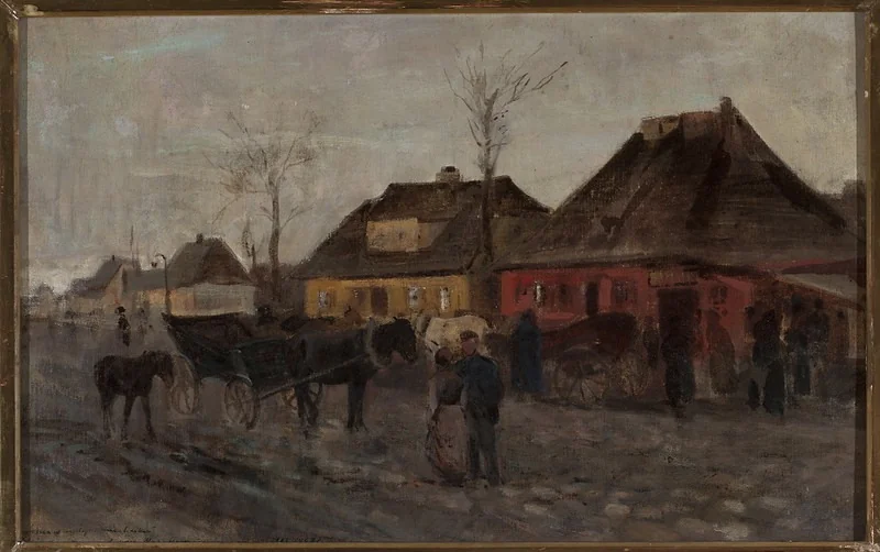 Springtime in a small town, sketch, detail