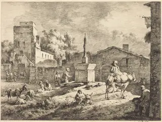 View of Saint-Andéol, by Jean-Jacques de Boissieu, ink, 1774