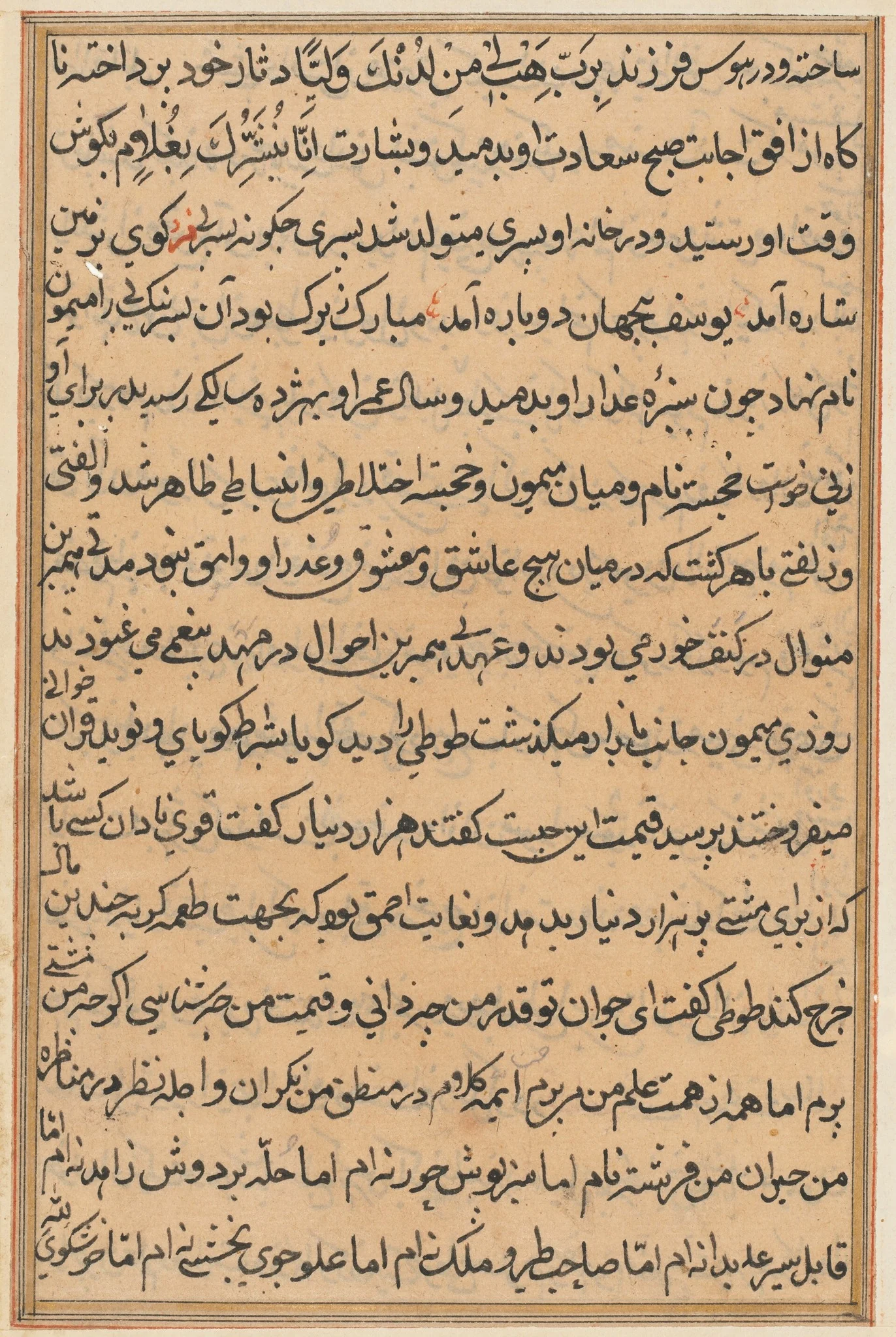 Page from Tales of a Parrot (Tuti-nama): text page, detail