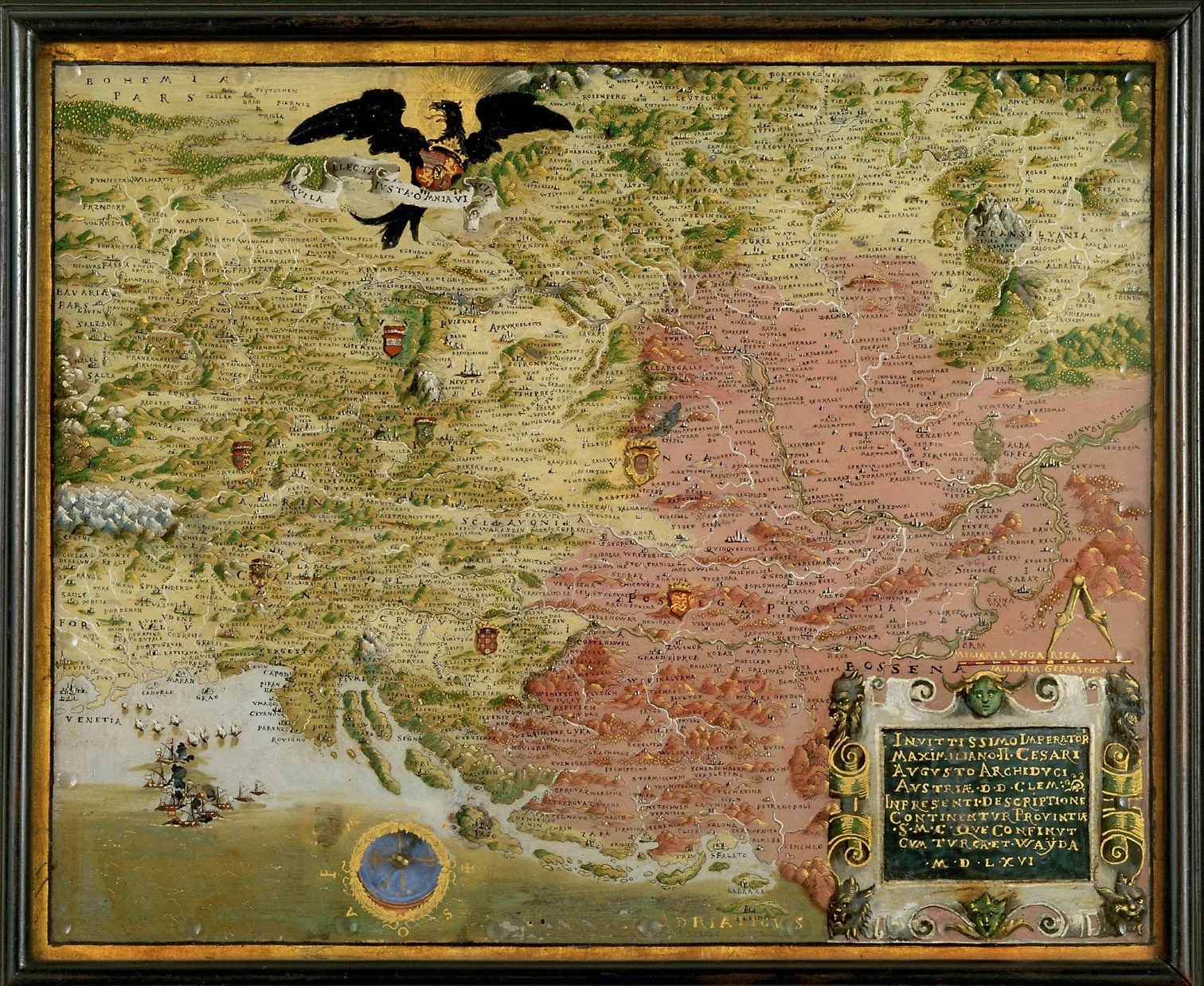 Landkarte der habsburgischen Erblande mit Kompaß (Karte des österreichisch-türkischen Kriegsschauplatzes), detail