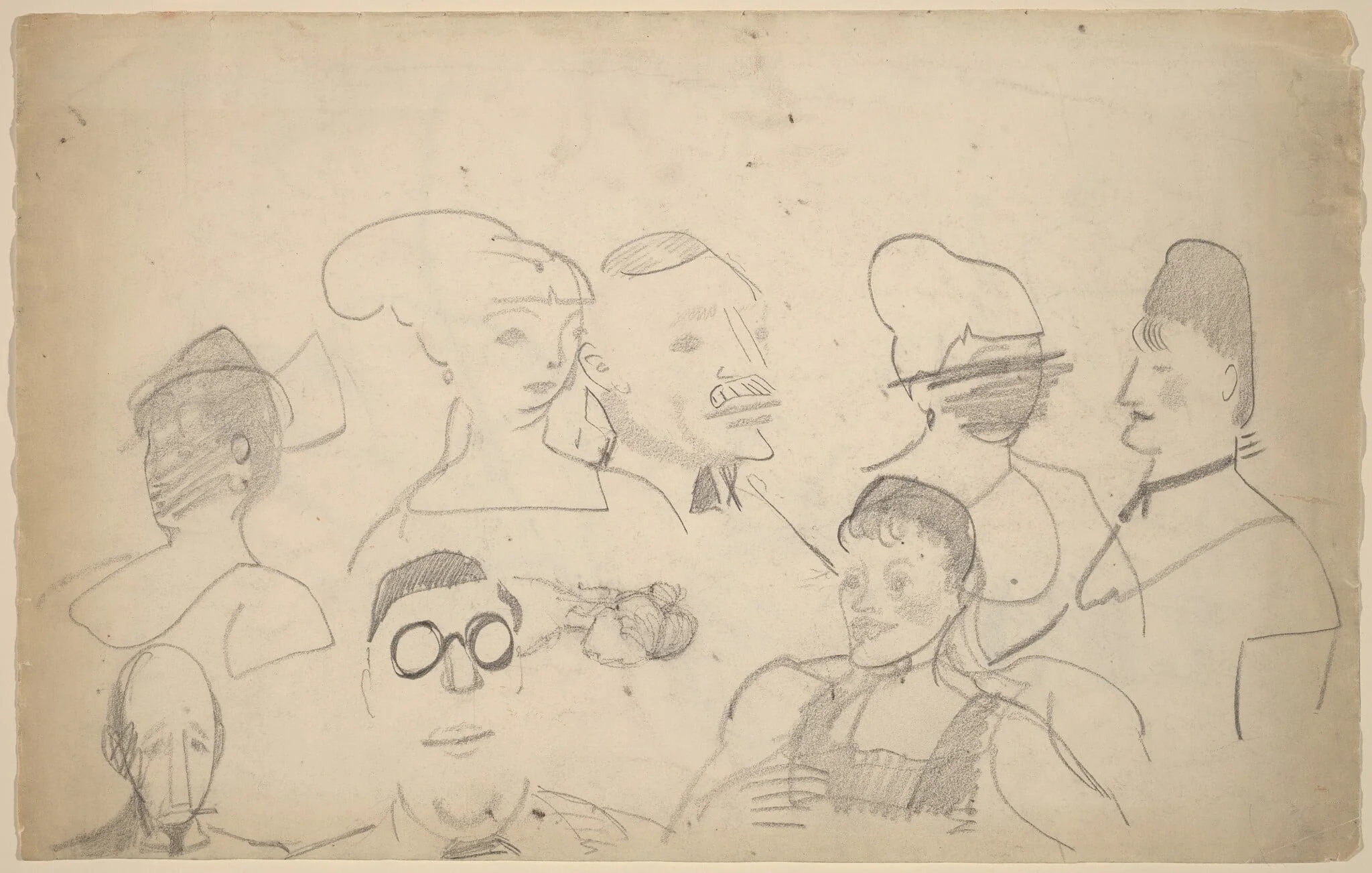 Sketches of Heads, Including One of Chester Dale, detail