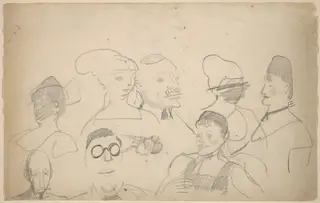 Sketches of Heads, Including One of Chester Dale, by George Bellows, graphite, 1904
