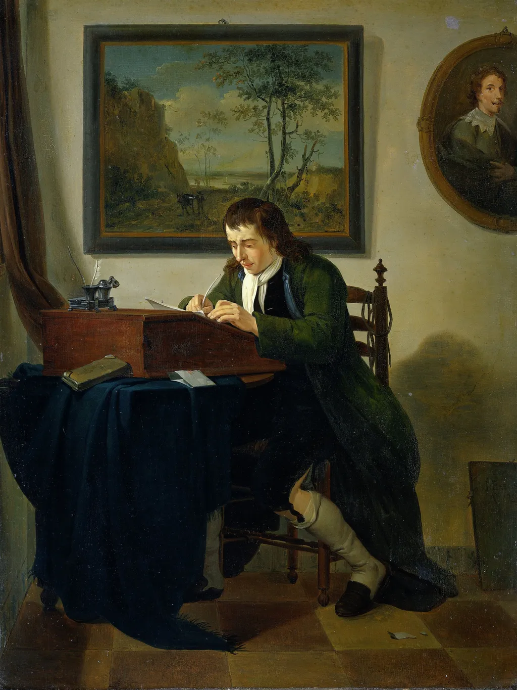 A Man Writing at his Desk, by Jan Ekels the Younger, oil, 1792