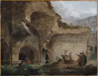 Washerwomen in the Ruins of the Colosseum, by Hubert Robert, oil, 1760