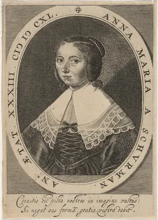 Anna Maria van Schurman, by Anna Maria van Schurman, ink, 1640