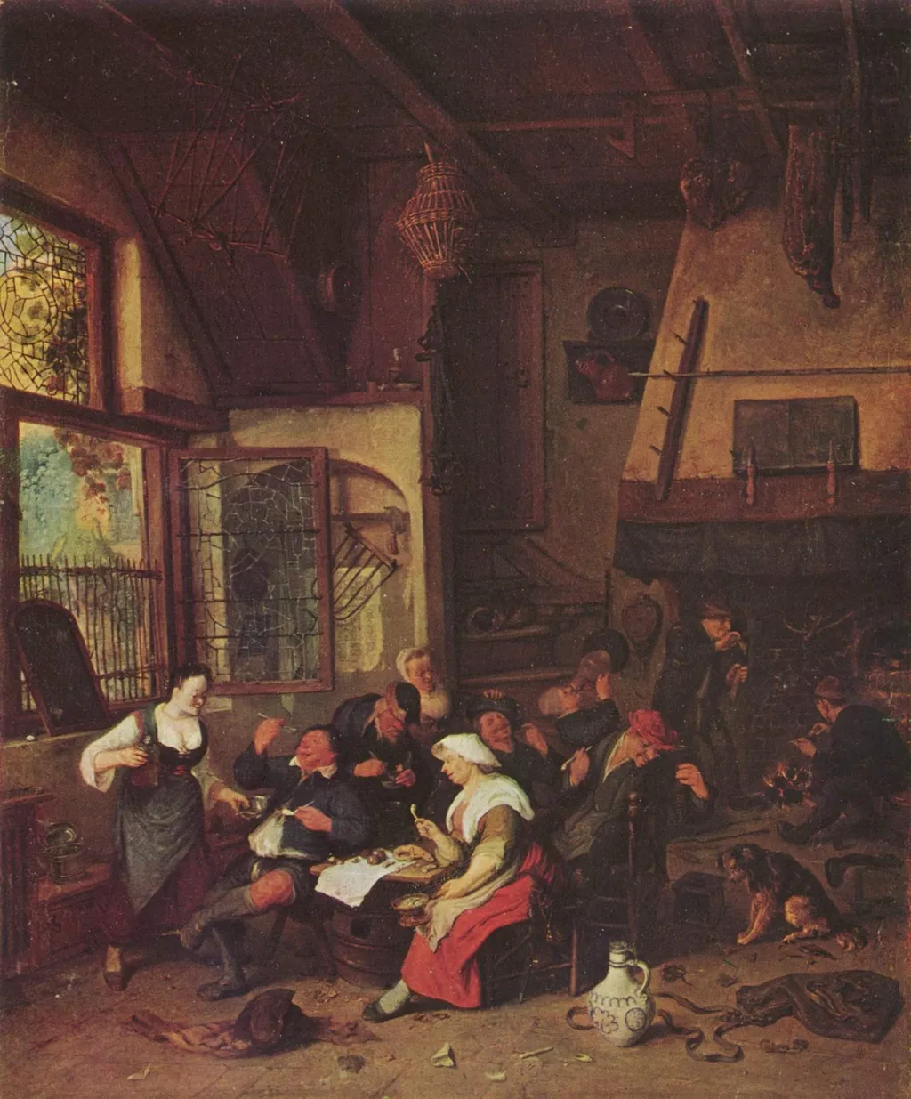 Country Inn, by Cornelis Dusart, oil, 1696