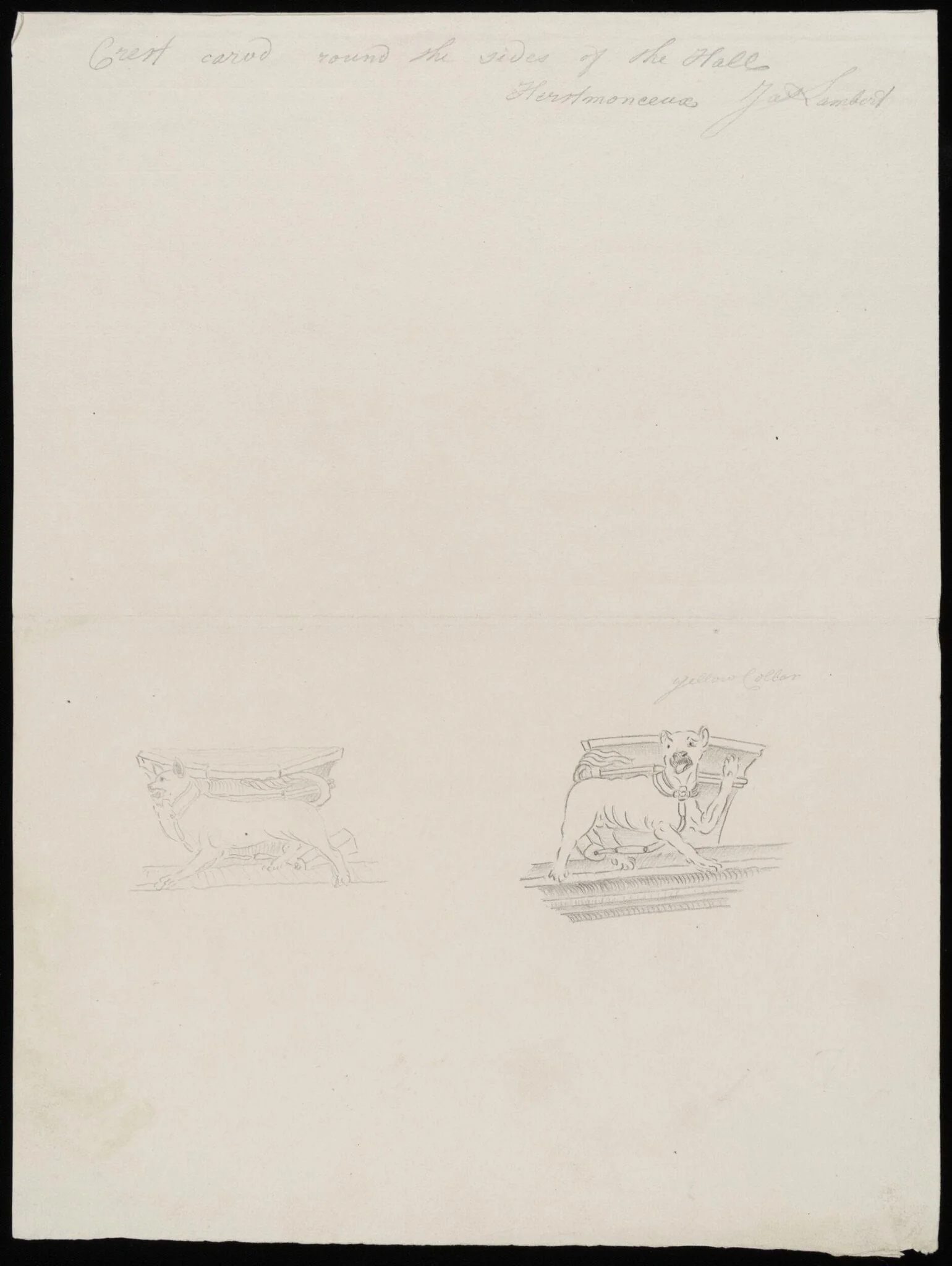 Sketches of corbel in Hall., detail
