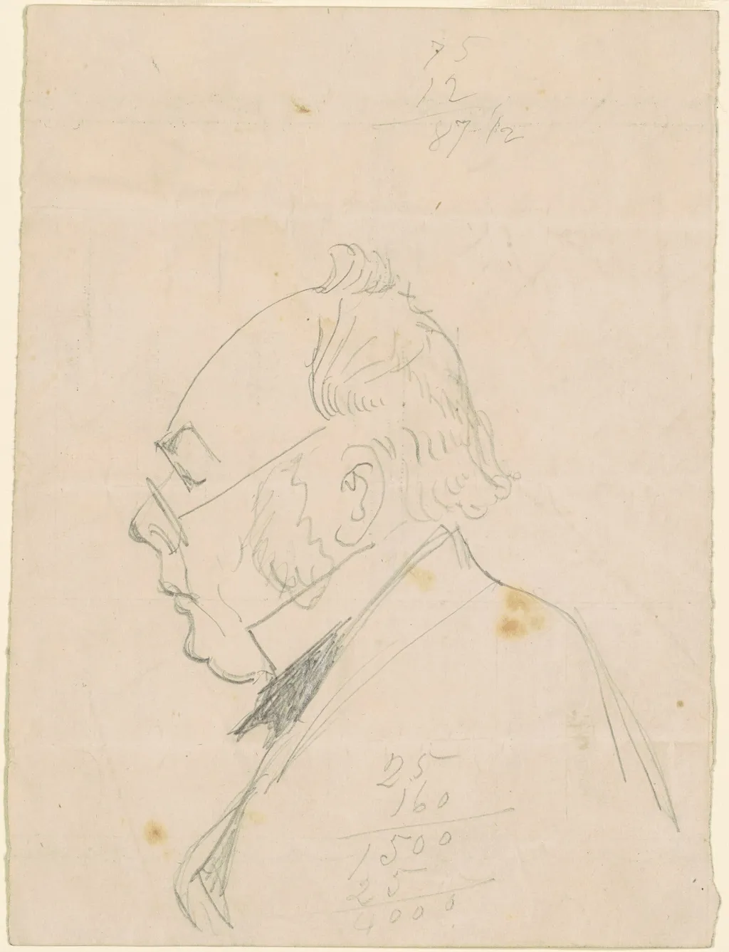 Profile of a Man, by Emanuel Gottlieb Leutze, graphite, 1865