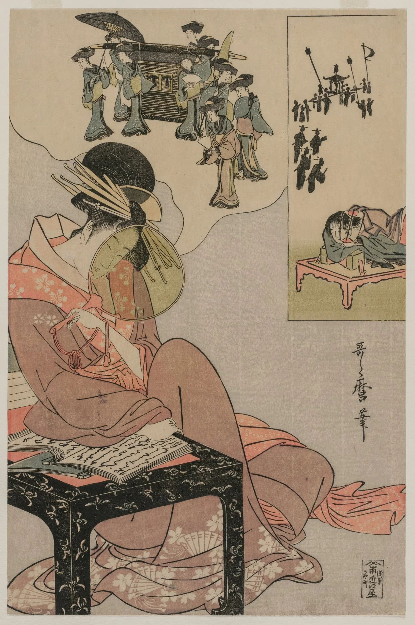 Courtesan Dreaming of a Marriage Procession, detail