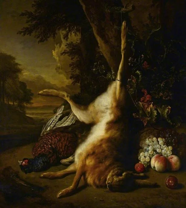 Dead game and fruit, detail