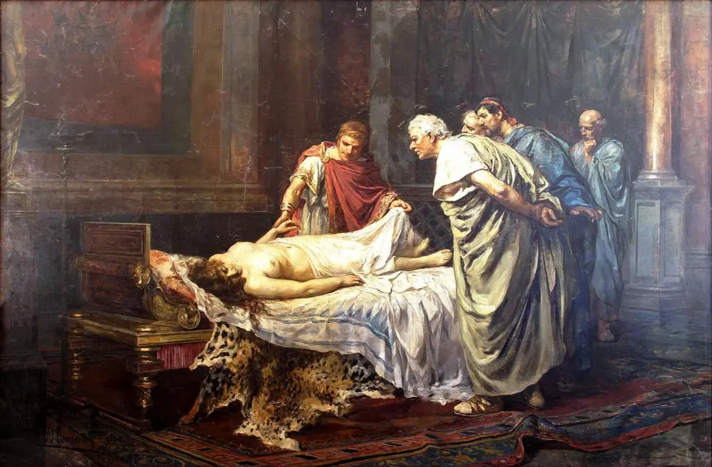 Nero before the corpse of his mother, Agrippina the Younger, by Arturo Montero y Calvo, oil
