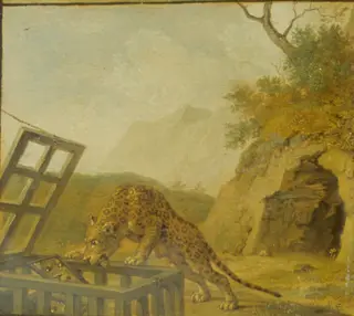 Trapping a Leopard, by Paulus Potter, oil, 1650