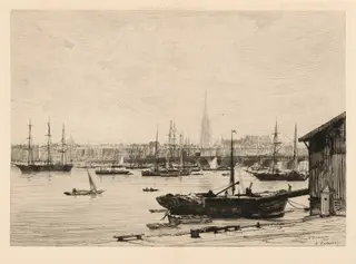 À Bordeaux (At Bordeaux), by Maxime Lalanne, ink, 1866