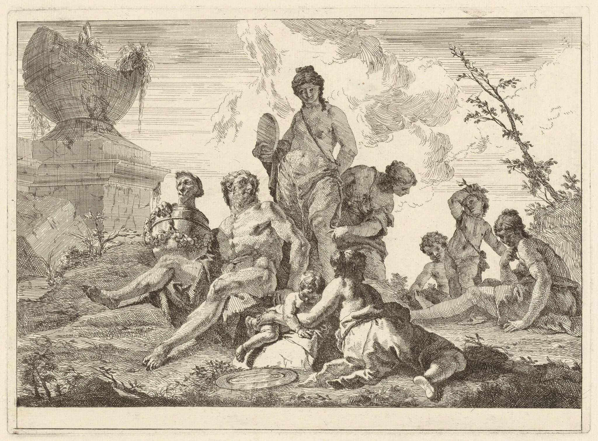 Venus and Vulcan with Three Nymphs and Three Cupids, detail