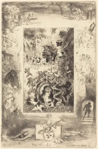 La Diligence de Beaucaire (The Diligence of Beaucaire), by Félix-Hilaire Buhot, ink, 1885