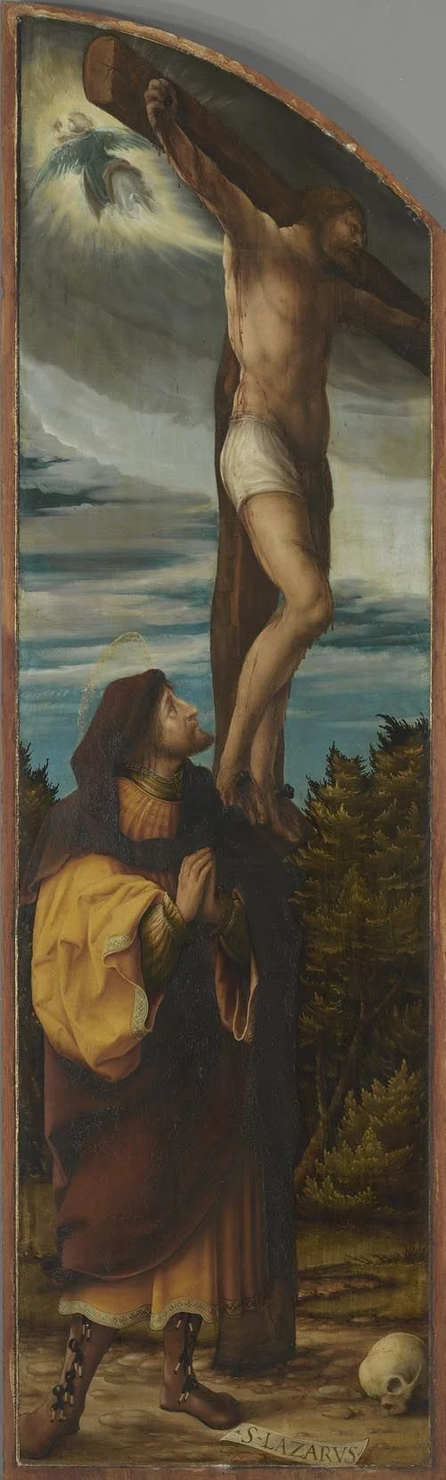 Kreuzigungsaltar, linker Flügel: Der bußfertige Schächer und der hl. Lazarus, detail