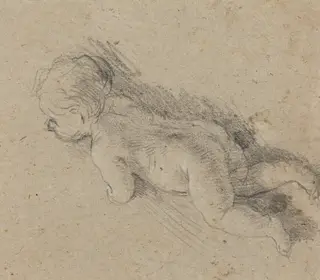Baby [verso], by Baldassare Franceschini, chalk, 1654