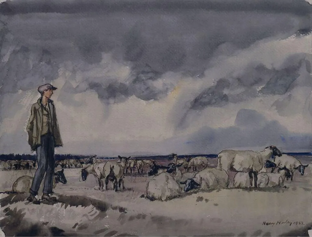 The Shepherd Boy, by Harry Morley, watercolor, 1923