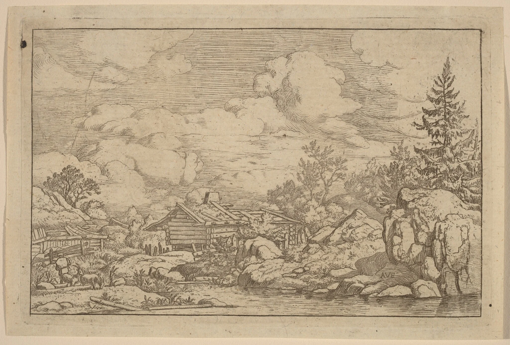 Three Goats at the River, detail