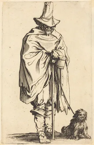 Beggar with Dog, by Jacques Callot, ink, 1622