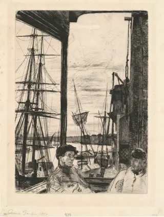 Rotherhithe, by James McNeill Whistler, ink, 1860