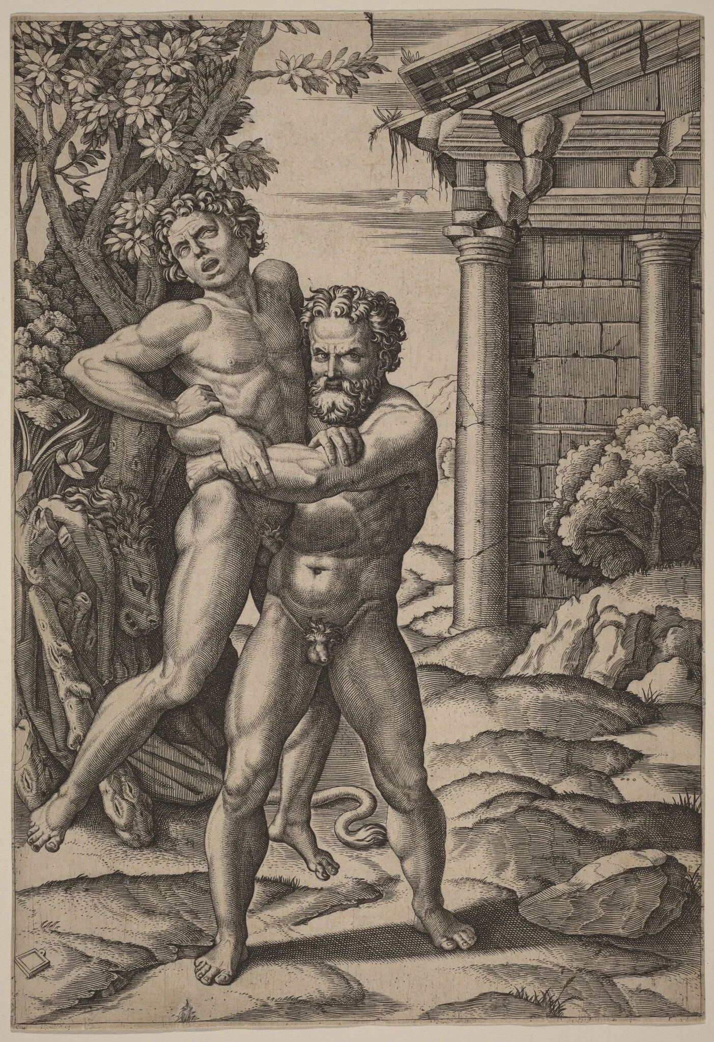 Hercules and Antaeus, detail